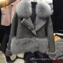 Factory Wholesale Price China Supplier Leather Fox Collar Fur Coat
